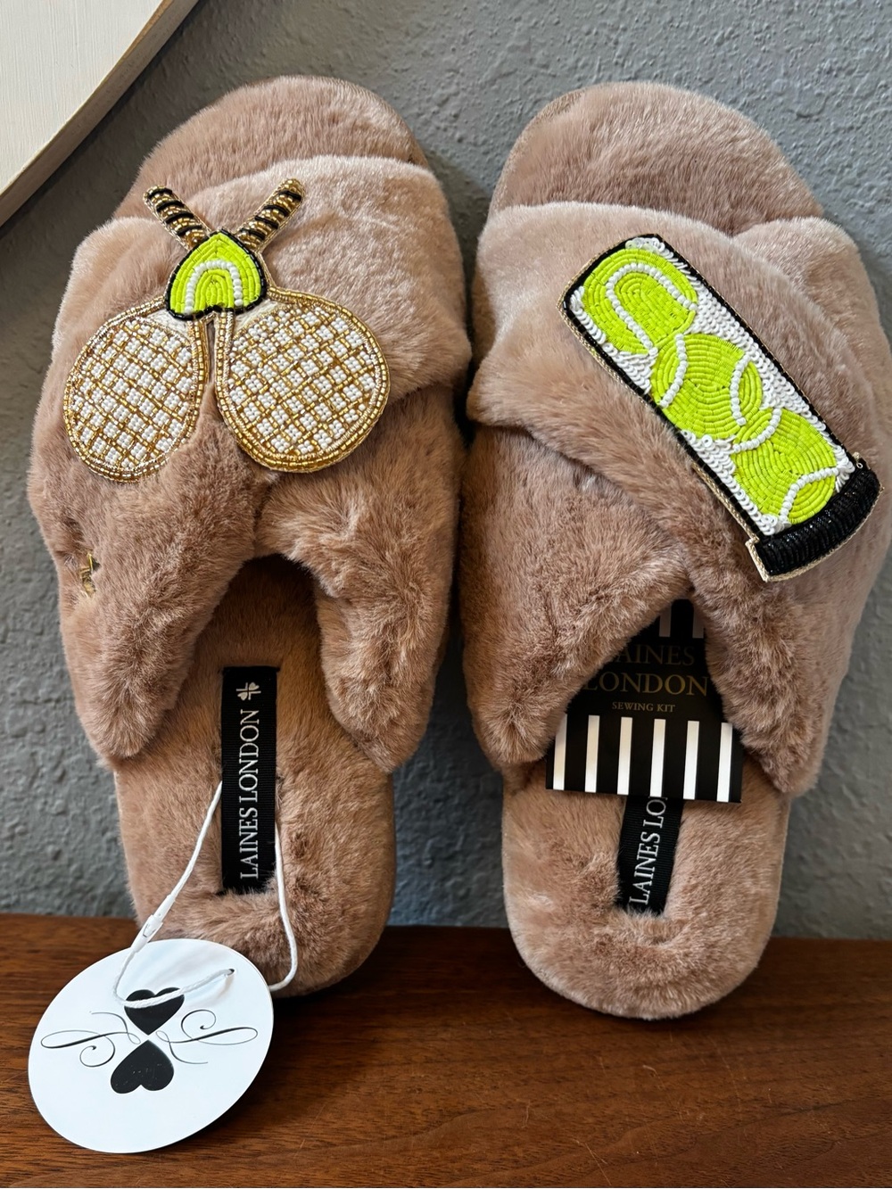 Laines London Slippers With Broaches NWT Medium
